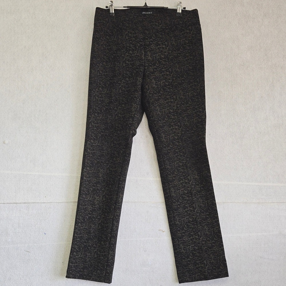 Insight Womens Size 8 Black Abstract Print Stretch Slim Leg Dress Pants